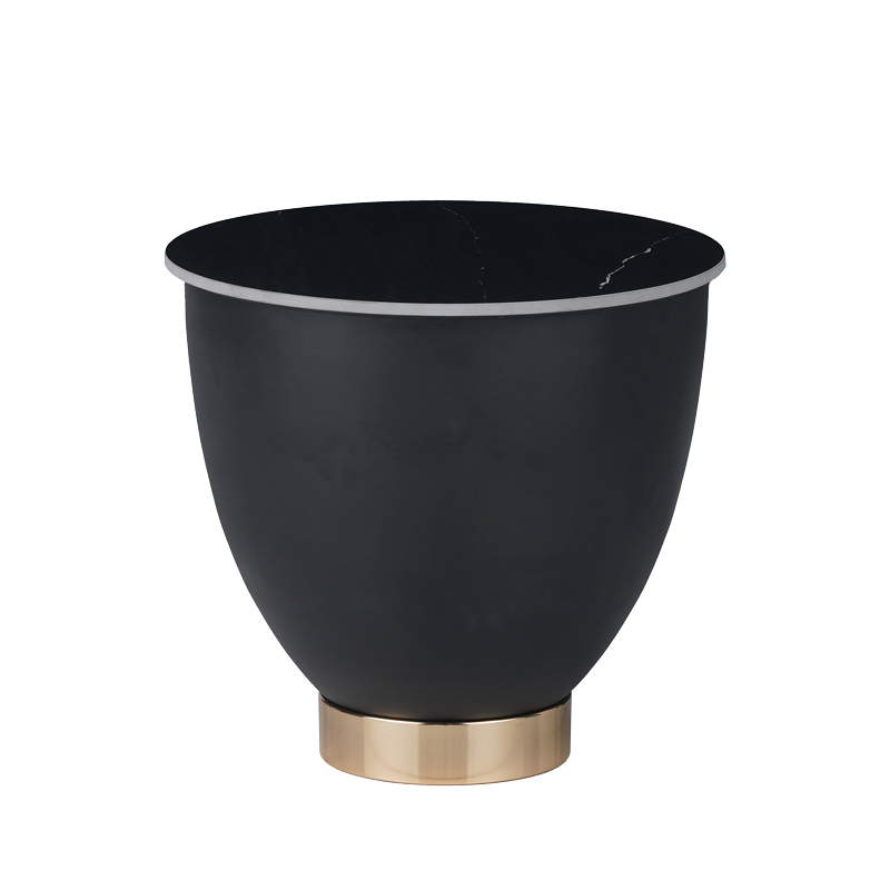 Помощна маса, Erasmine, Черен, Синтерован камък, Метал, 50x50x45см.