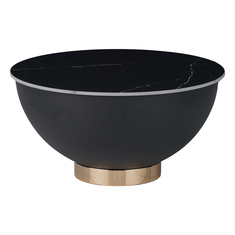 Маса, Erasmine, Черен, Синтерован камък, Метал, 70x70x37см.