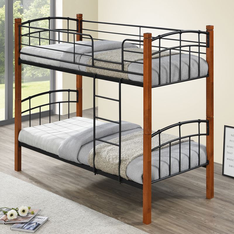 Двуетажно легло, NORTLAN, Орех, Дърво, 97х201х160см.