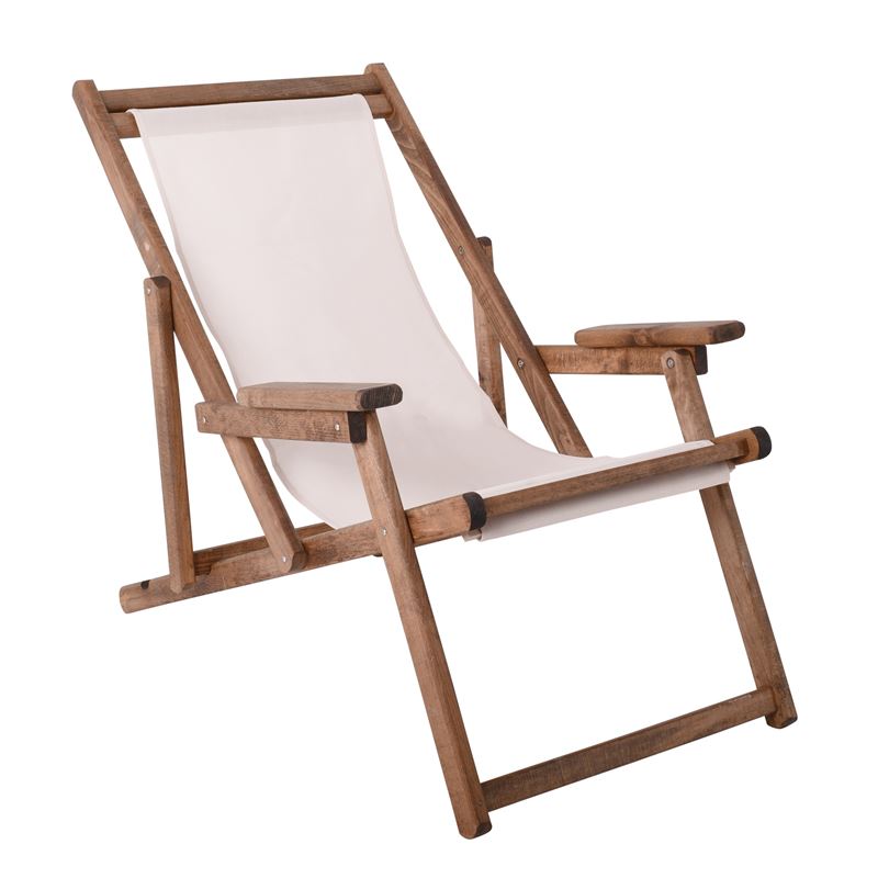 Шезлонг, E779,1W, Екрю, Текстил, 64х98х81см.