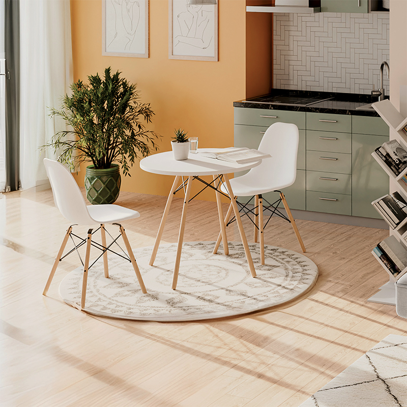 Комплект мебели, Grace, Бял-натурален, Дърво, Пластмаса, 80х80х73см.