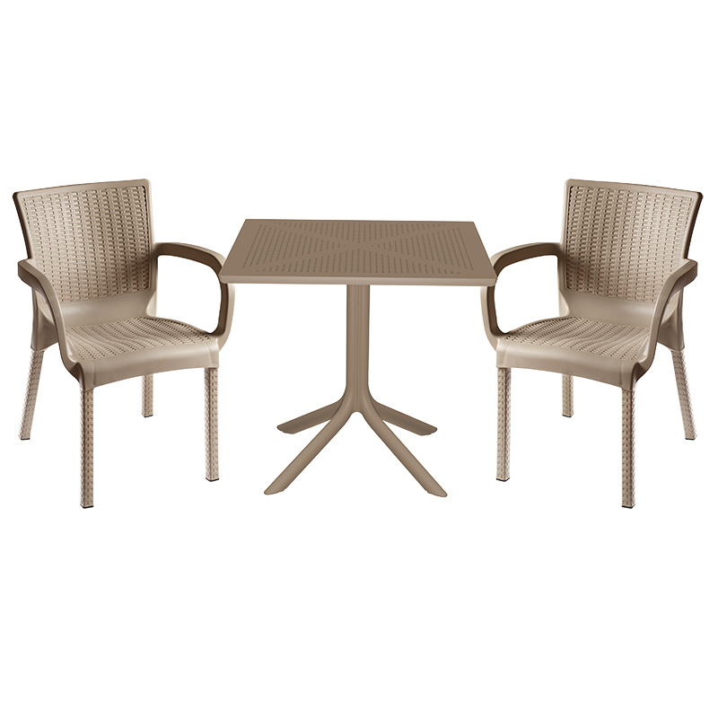 Трапезен комплект, Groovy-Festive, Капучино, Пластмаса, 80х80х74.5см.