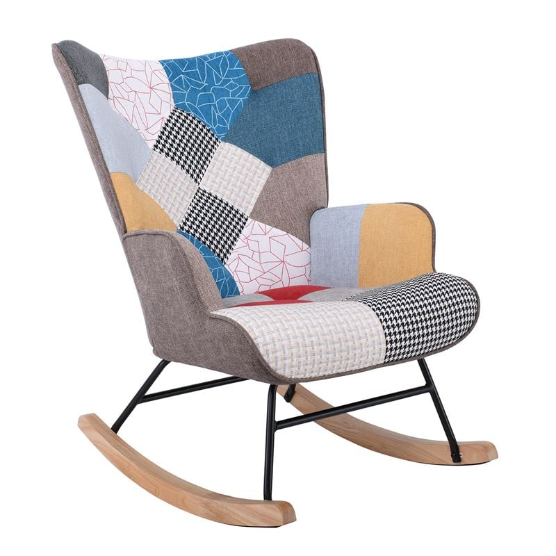 Люлеещ се стол, ALMA, Многоцветен, Текстил, 67х86х92см.