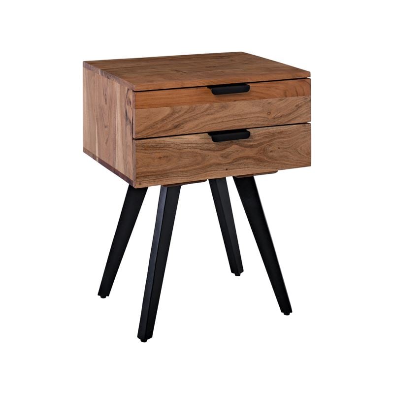 Нощно шкафче, ANKO, Натурален, Дърво/Метал, 47х35х65см.