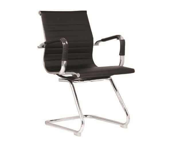 Посетителски стол, BF3300V, Черен, Изкуствена кожа, 55х60х91см.