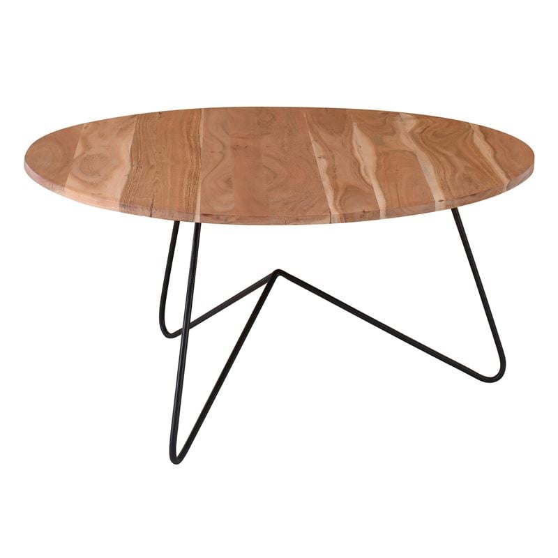 Маса, BORAL-W, Черен-натурален, Метал, Дърво, 80х40см.