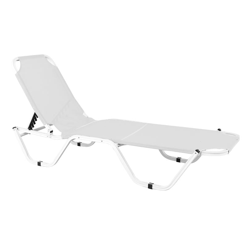 Шезлонг, CRETA Alu White Lounger, Бял, Текстил