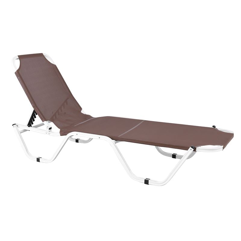 Шезлонг, CRETA Alu White Lounger., Капучино, Текстил