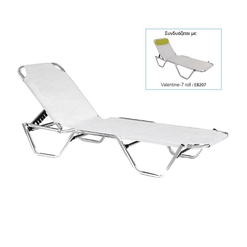 Шезлонг, CRETA, Сив, Текстил, 60х197х30см.