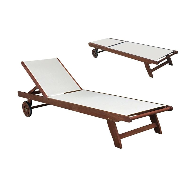 Шезлонг, Ε-00020131, Бял, Текстил, 66x195x30см.