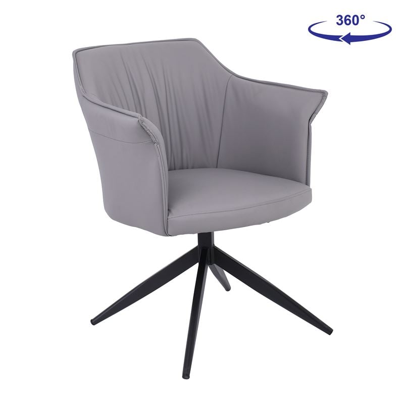 Кресло, EVELYN, Сив, Изкуствена кожа, 64х63х80см.