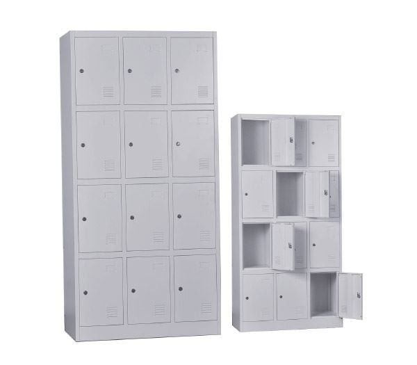 Шкаф, 12-LOCKER, Сив, Метал, 90х40х185см.