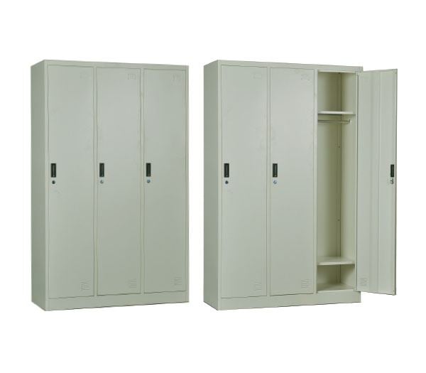 Шкаф, 3-LOCKER, Бял, Метал, 115х45х185см.