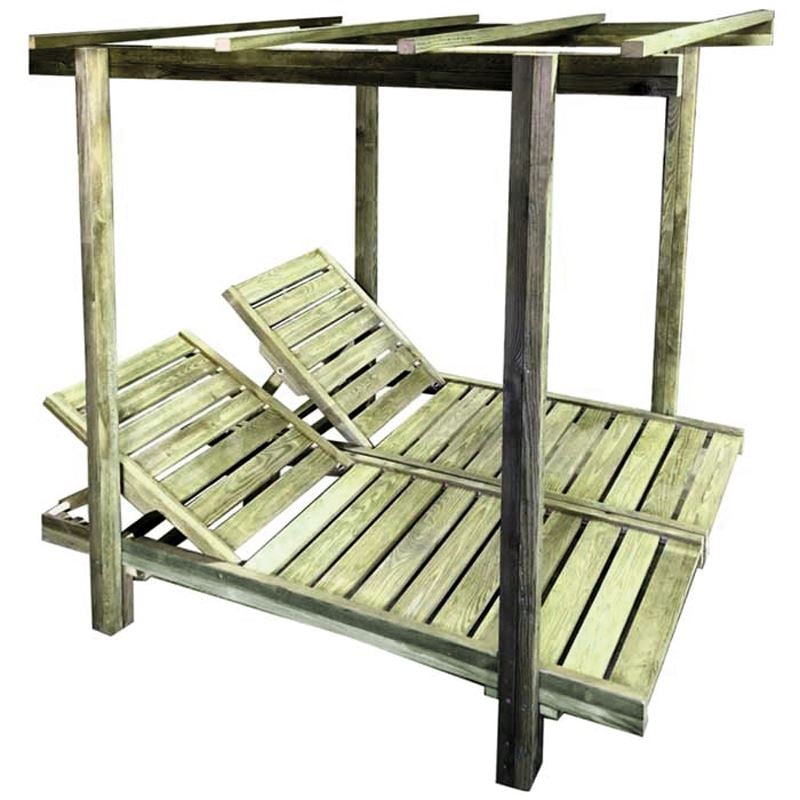 Шезлонг, LUGANO DOUBLE, Натурален, Дърво, 154х200х188см.