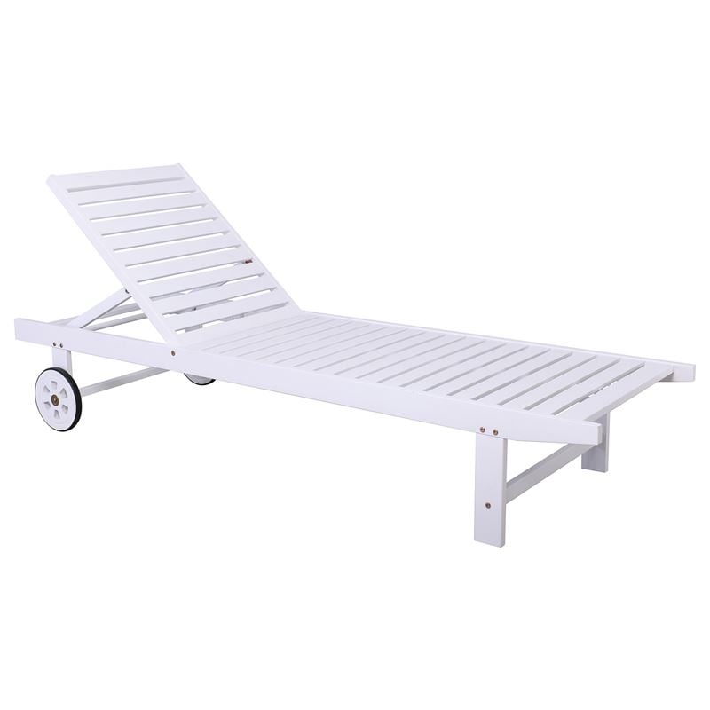 Шезлонг, LUGANO, Бял, Дърво, 65х196х32см.
