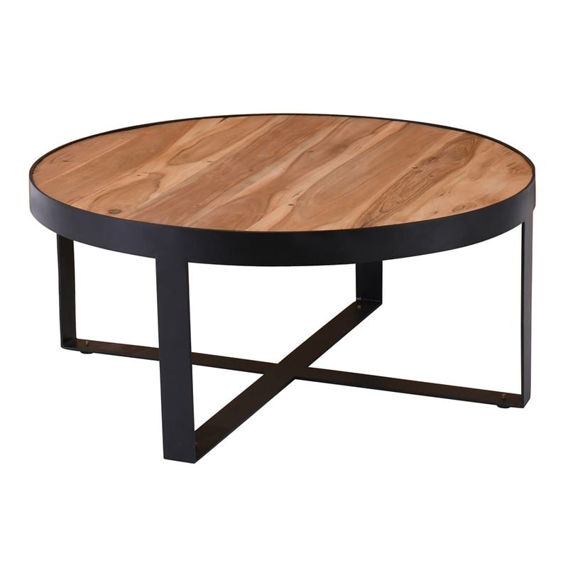 Маса, OVEN-W, Черен-Натурален, Метал, Дърво, 80х0х35см.