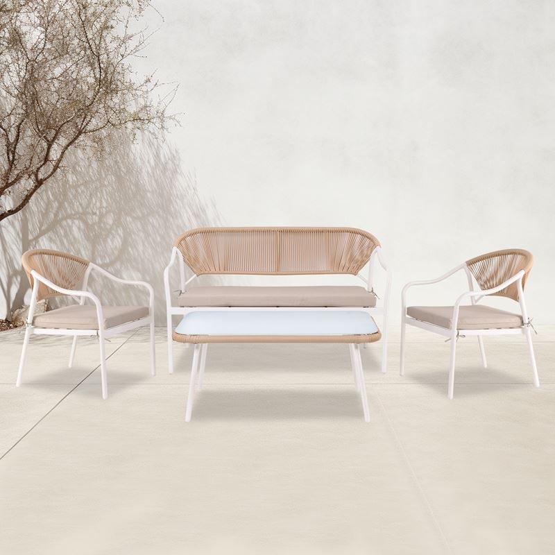 Градински комплект, PALERMO, Бял, Метал, 88х48х124см.