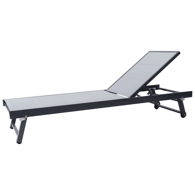 Шезлонг, Ε-00024270, Сив, Текстил, 64x187x30см.