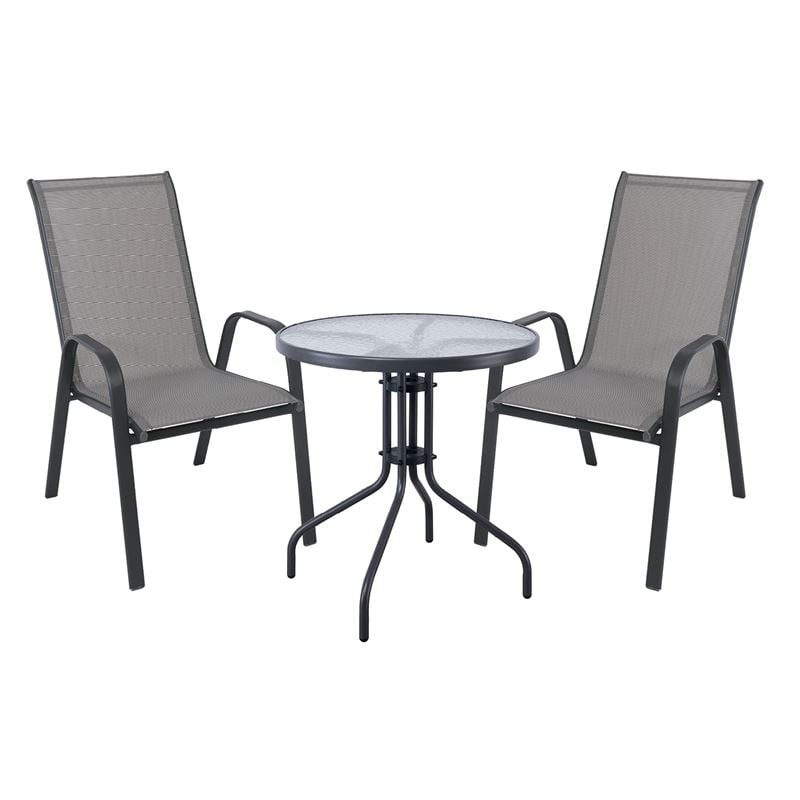 Градински комплект, Φ70+2, Сив, Метал, 70х70х74см.