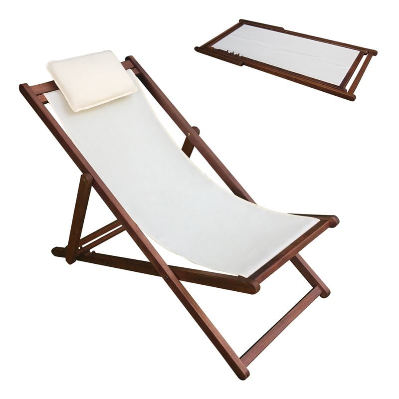 Шезлонг, Acacia, Орех, Дърво, 58х104х72см.