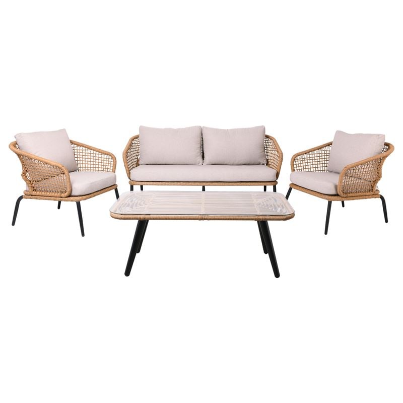 Градински комплект, SALSA Alu PLUS Set, Натурален, Естествен ратан, 110х55х149см.