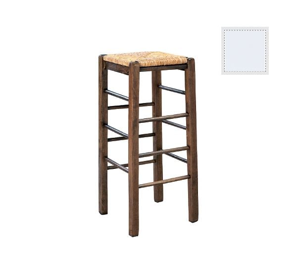 Бар стол, TAVERNA, Бял, Дърво, 35х35х80см.