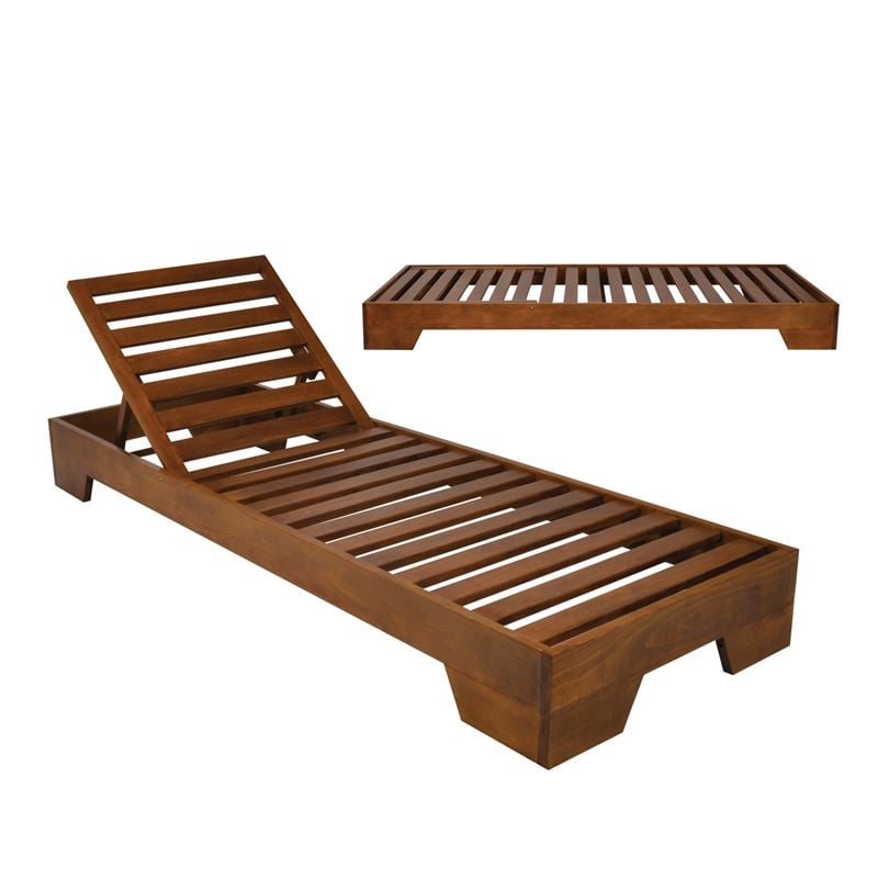 Шезлонг, VERANO, Орех, Дърво, 74х213х22см.