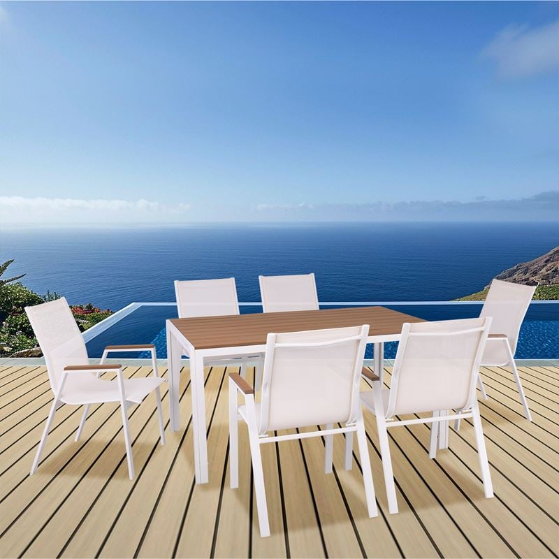 Градински комплект, VIRNA Set, Бял, Метал, 150х90х73см.