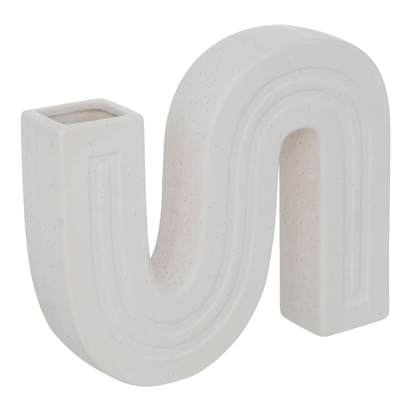 Ваза, Snaky, Бял, Керамика, 25х5х21см.