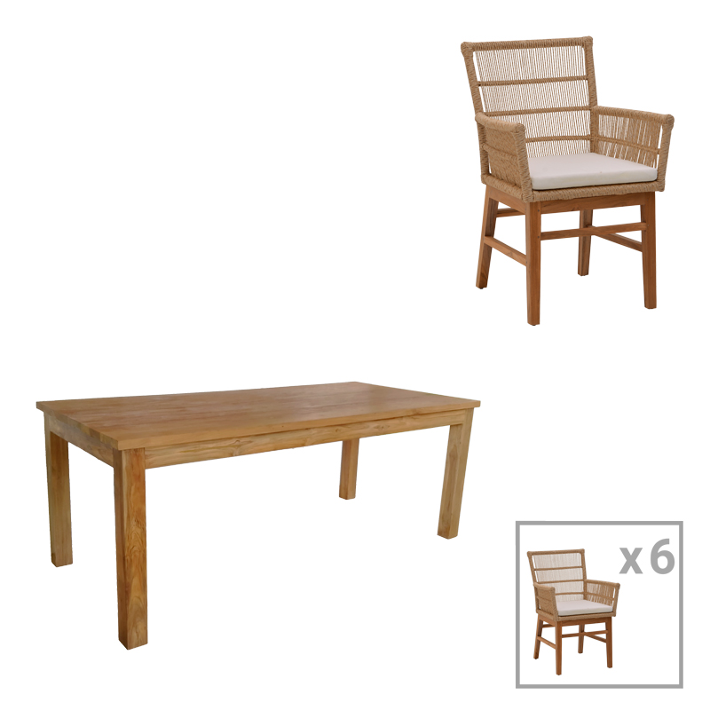 Трапезна маса, Inca-Wooly, Бежов, Дърво, 220х90х75см.