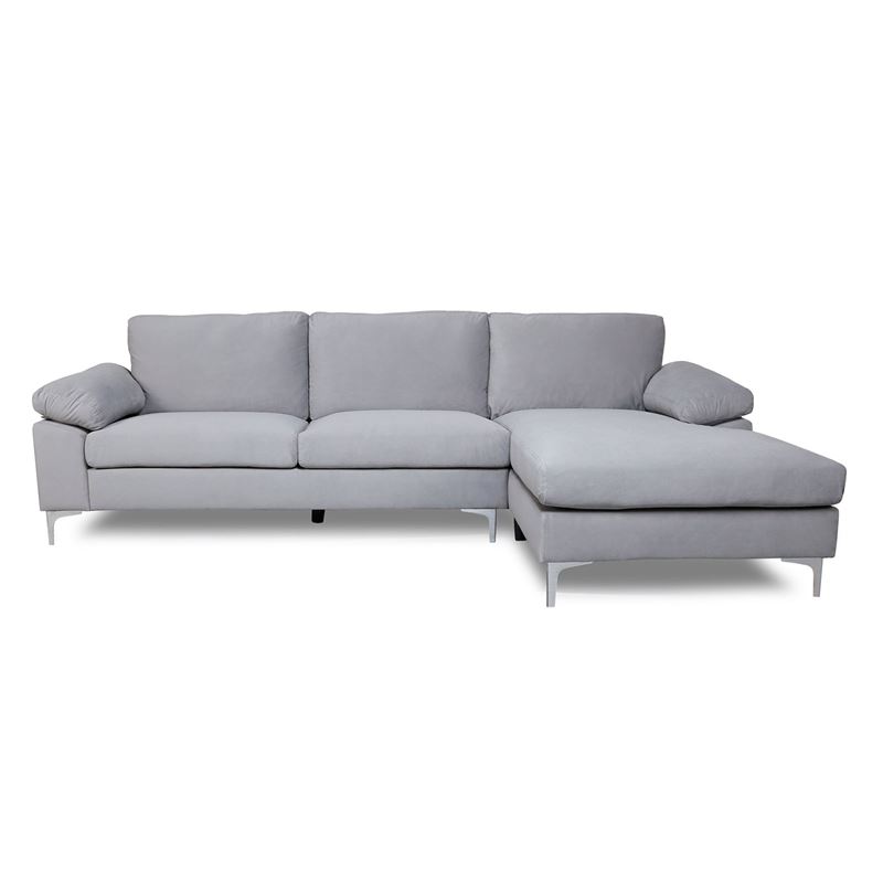 Ъглов диван, ALEх, Сив, Текстил, 260х130х82см.