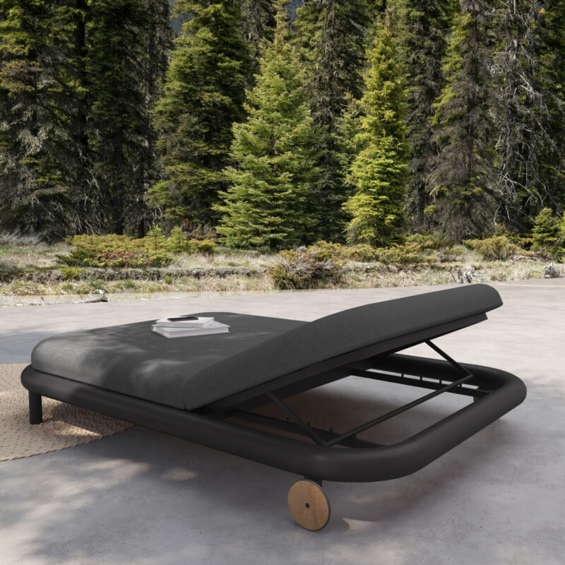 Градински шезлонг, UTOPIA, Сив, Текстил, 212х155х38см.