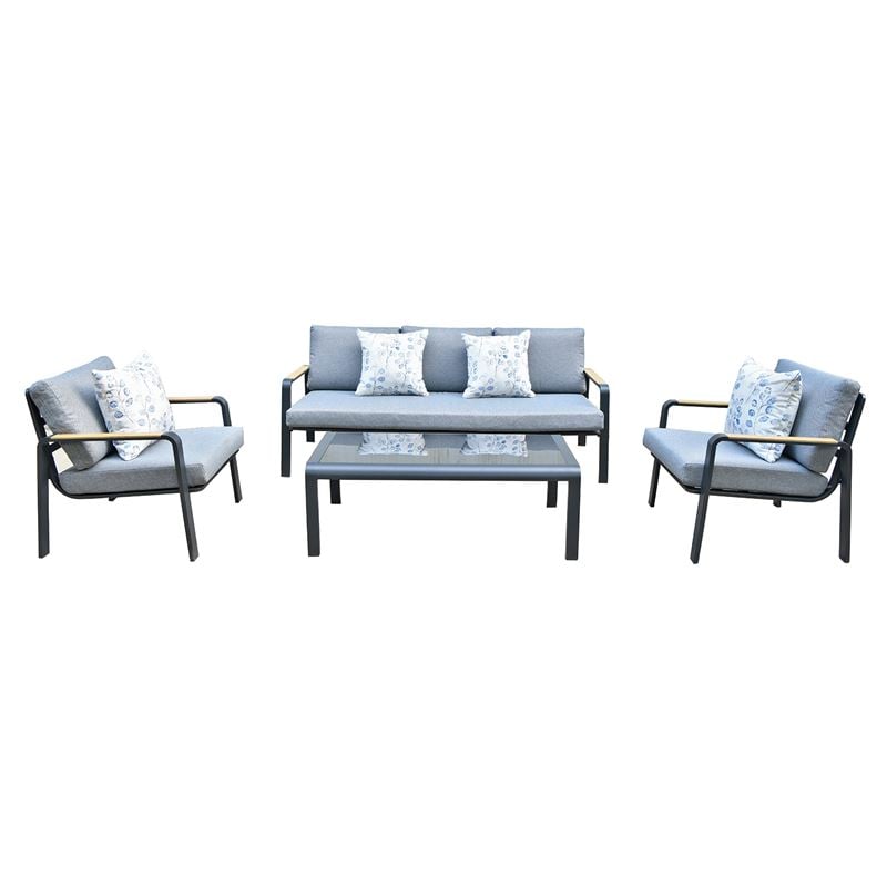 Градински комплект, LATINO Set, Сив, Алуминий, 211см.