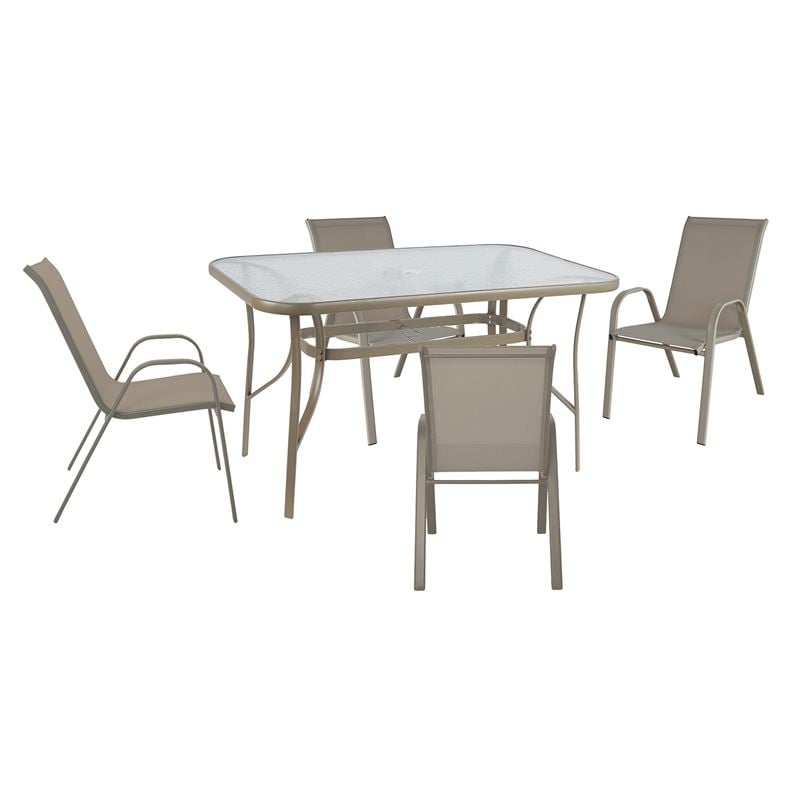 Градински комплект, RIO Set, Капучино, Метал, 120х70х7155см.