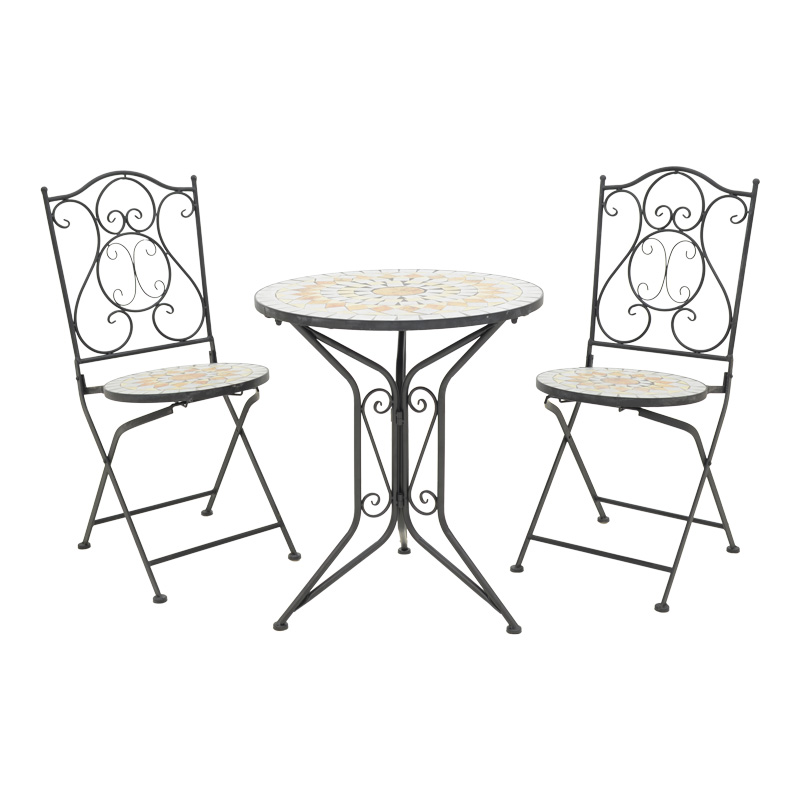 Трапезен комплект, Sellis, Черен, Метал, 60х60х70см.