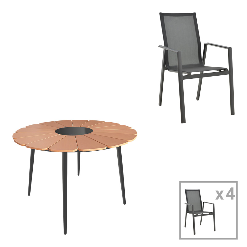 Комплект маса, Pinap-Dashiell, Натурален, Polywood 110х74см.