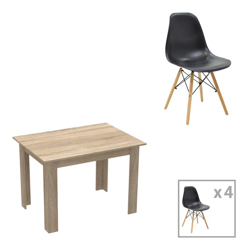 Комплект маса, Manka-Julita, Сонома/Черен, ПДЧ, 110х80х77см.