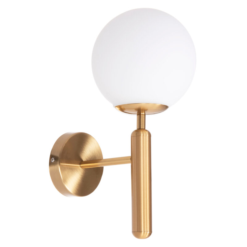 Аплик, HOMY, Златист-Бял, Метал, Стъкло, 14х21х33см.