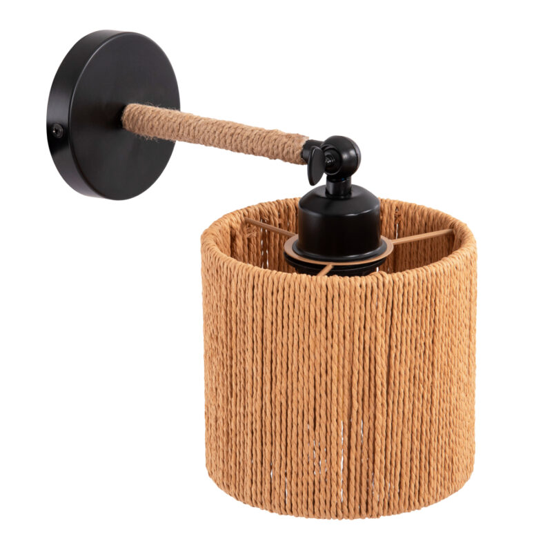 Аплик, HM4476, Черен-Натурален, Метал, Въже, 15х15х35см.