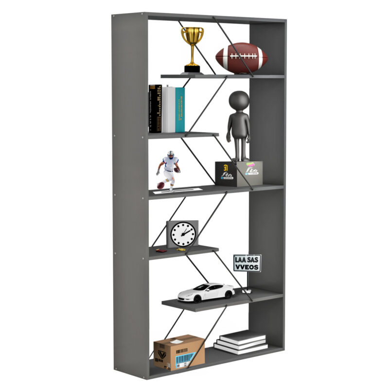 Библиотека, HM2240.20, Сив, Пдч, 84х24х157см.