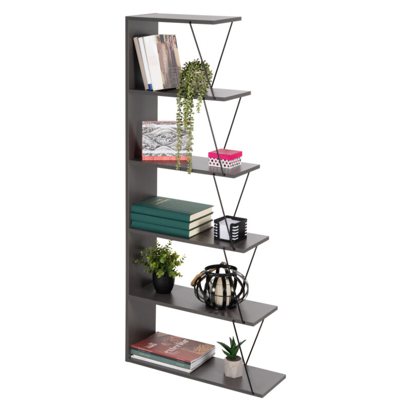 Библиотека, HM2241.20, Сив, Пдч, 65х22х146см.