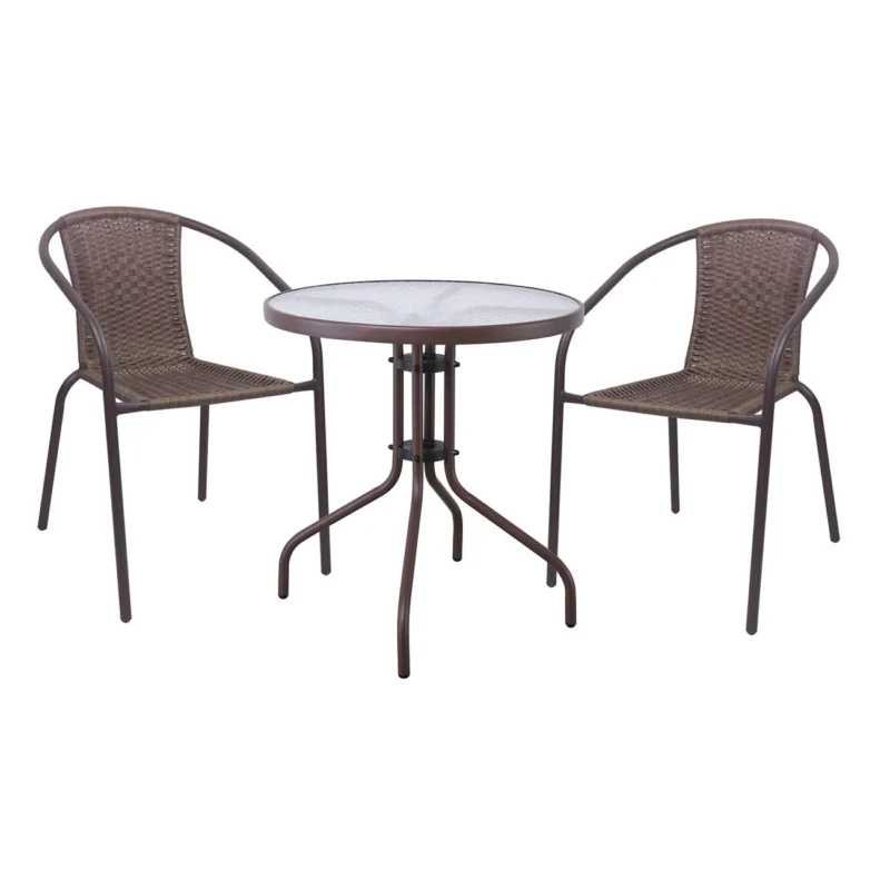 Градински комплект, BALENO-W, Кафяв, Метал, 60х7052х60см.