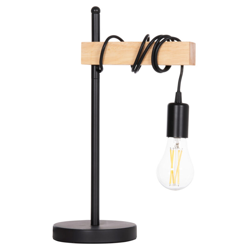 Настолна лампа, VOLKS, Натурален, Дърво, 15х26х41см.