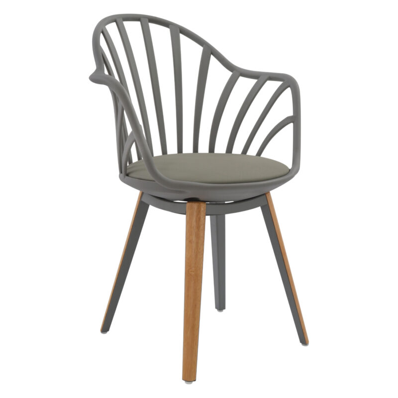 Стол, Anais, Сив, Изкуствена кожа, 60х61х85.5см.