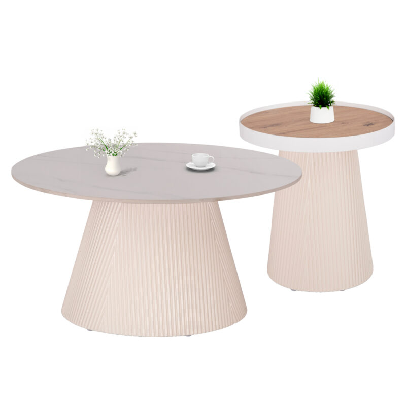 Маси за кафе, HM21082, Кремав, Керамика, 80х80х45см.