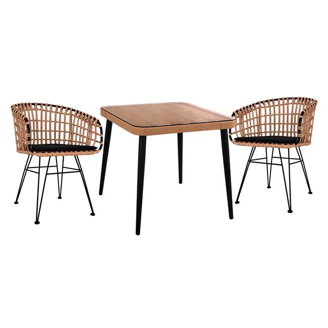 Градински комплект, Allegra, Бежов, Естествен ратан, 80х80х78см.