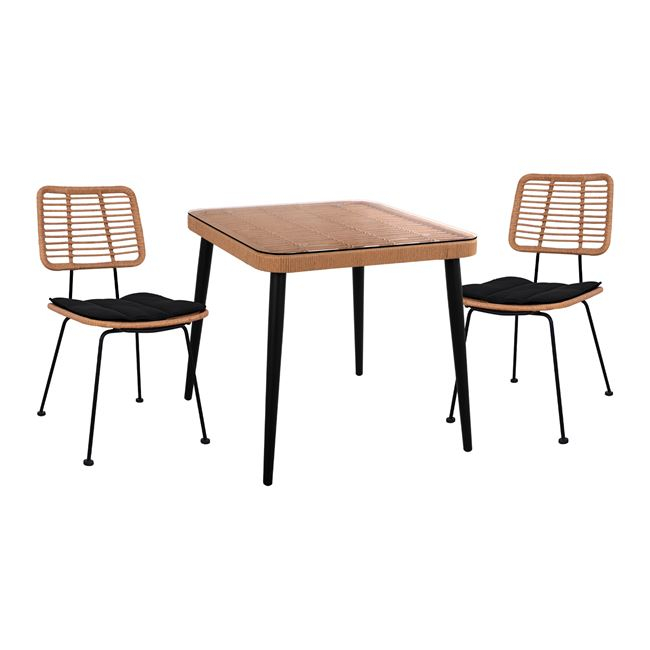 Градински комплект, Allegra, Бежов, Естествен ратан, 80х80х78см.