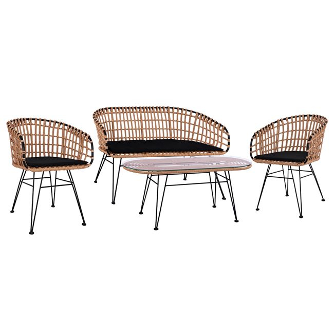 Градински комплект, Allegra, Бежов, Естествен ратан