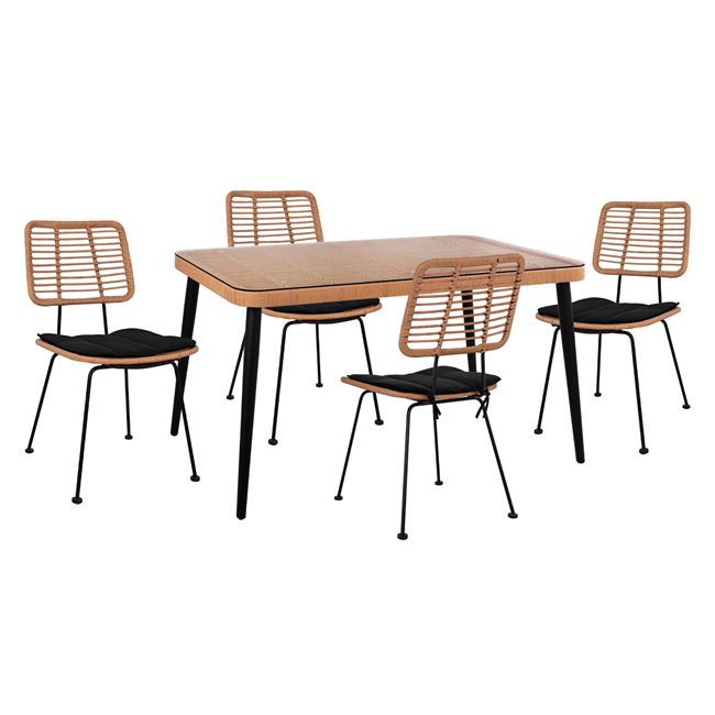 Градински комплект, Allegra, Бежов, Естествен ратан, 140х80х78см.