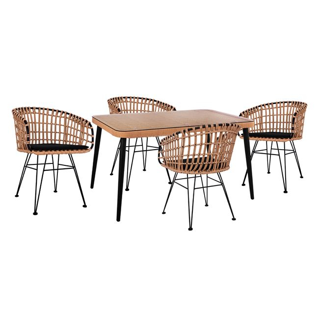 Градински комплект, Allegra, Бежов, Естествен ратан, 140х80х78см.